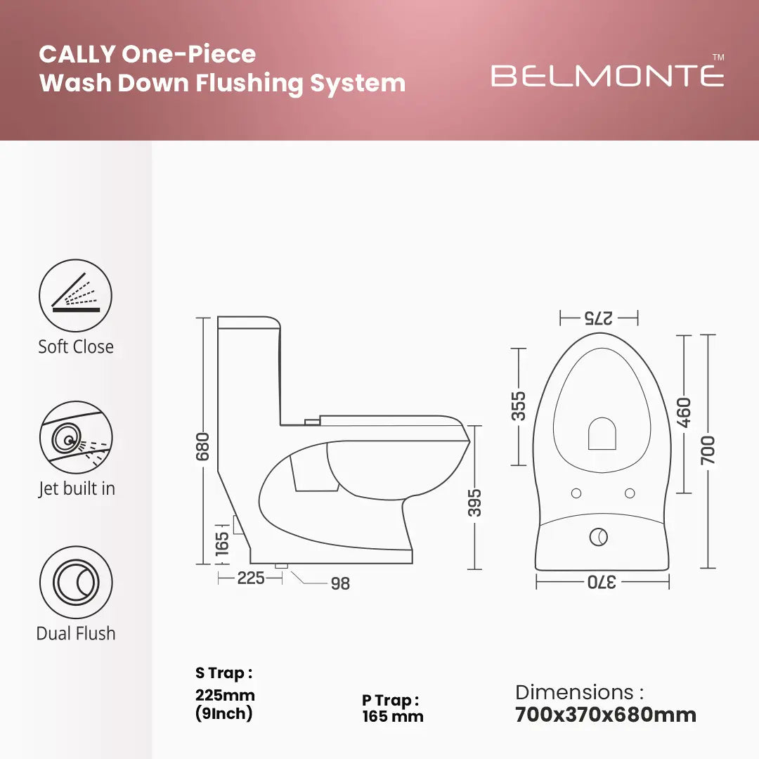 Ceramic Single Piece Toilet (Cally) Belmonte Bath LLP