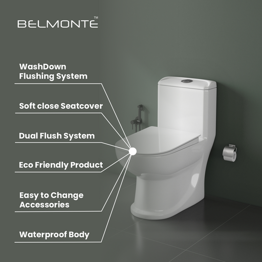 Ceramic One Piece Closet (Cardin) - One Piece Toilets | Belmonte Bath