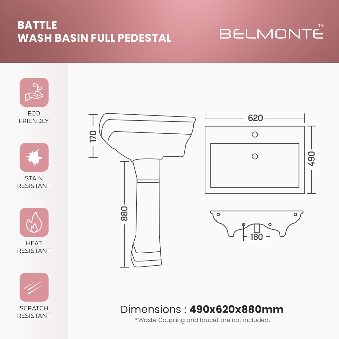 Wash Basin Pedestal Set (Battle)