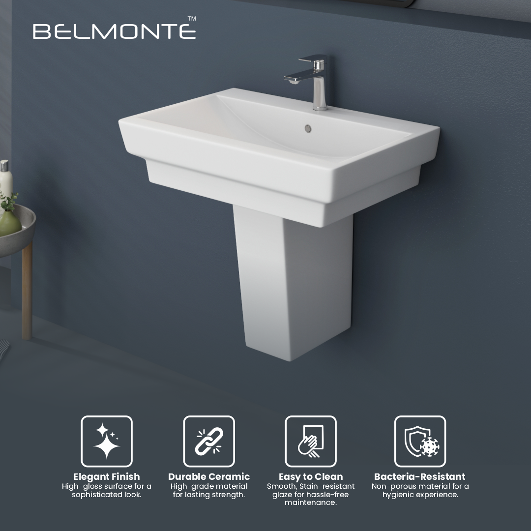 Ceramic Basin With Half Pedestal Set (Casa)