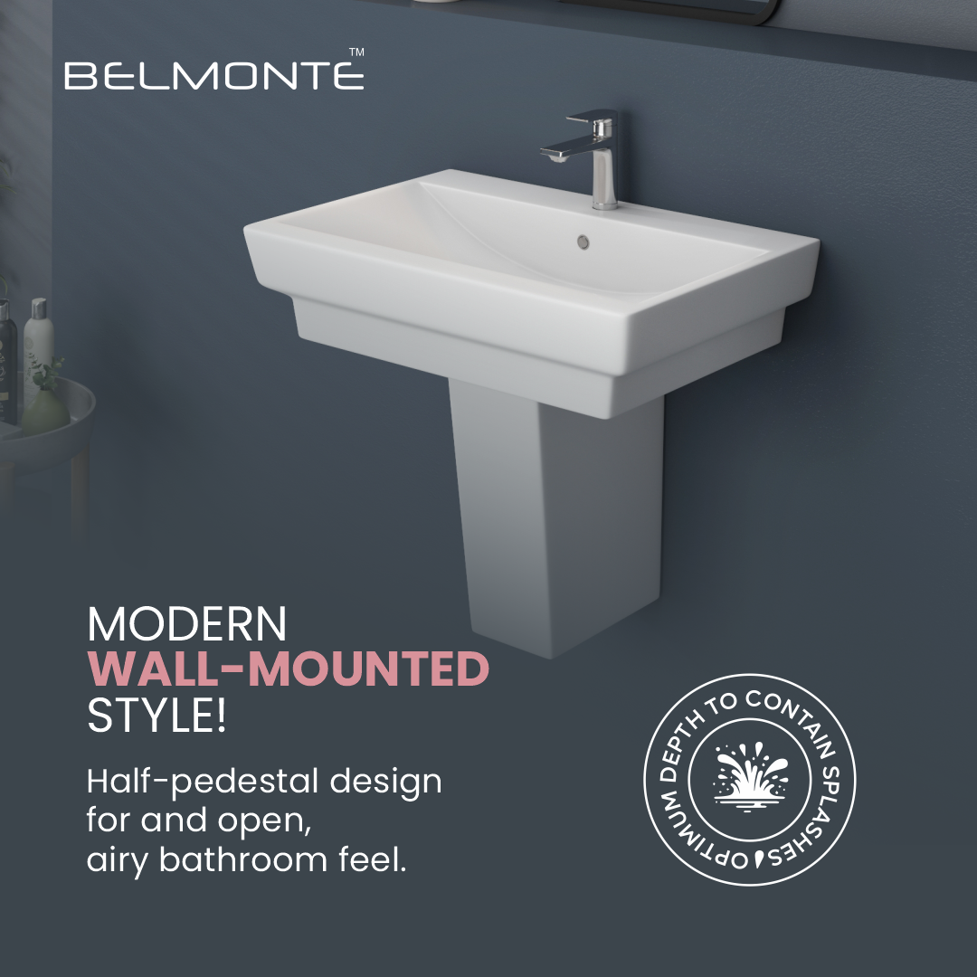 Ceramic Basin With Half Pedestal Set (Casa)