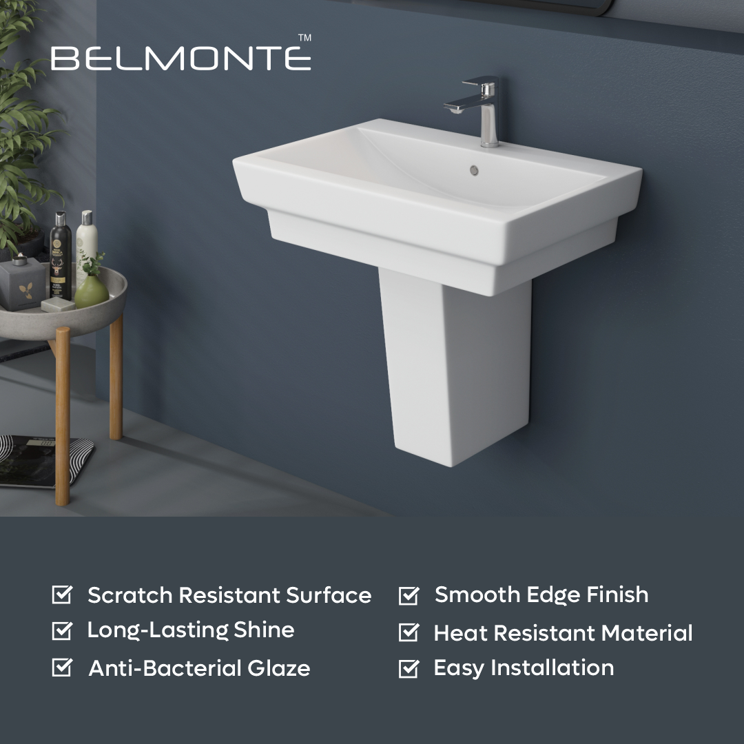 Ceramic Basin With Half Pedestal Set (Casa)