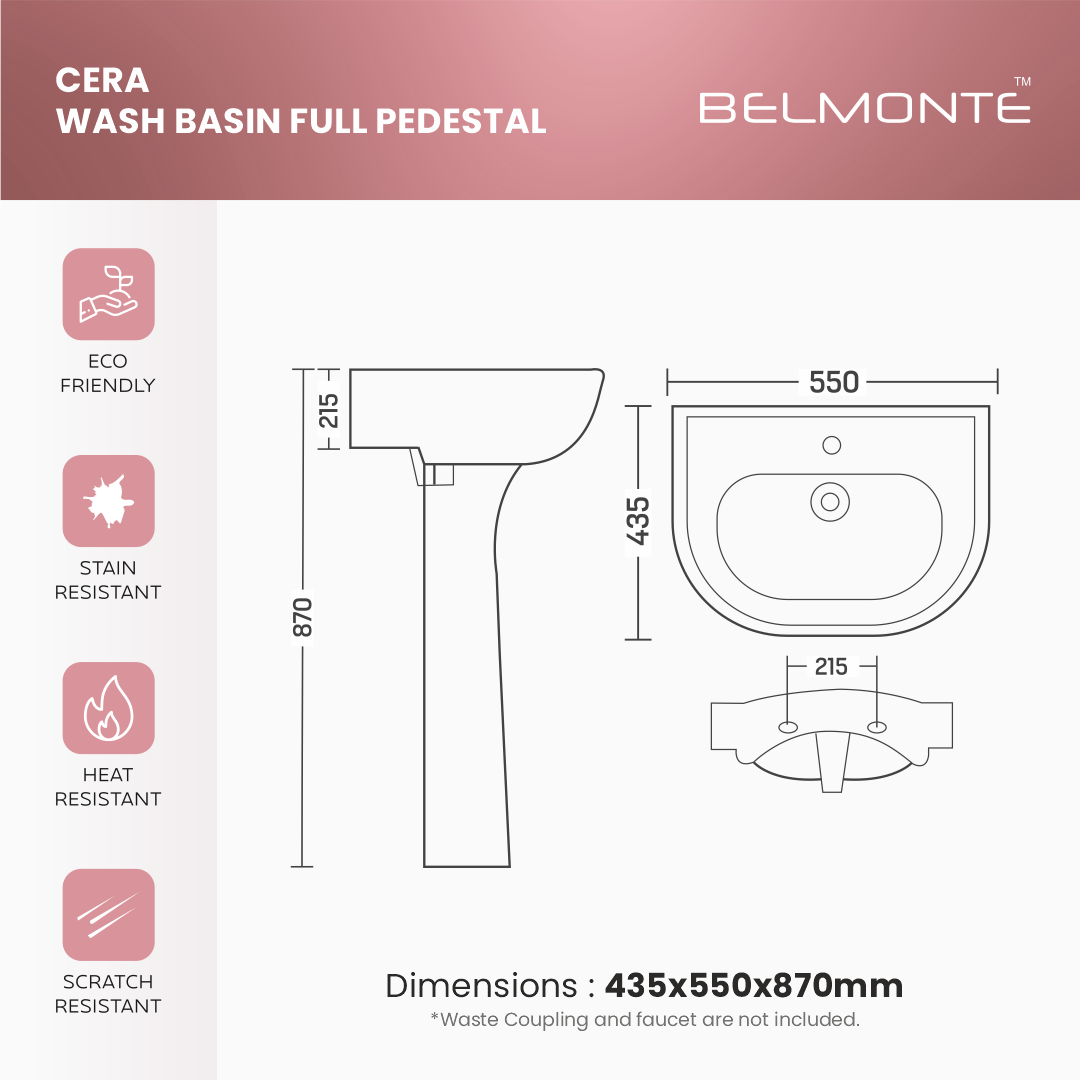 Ceramic Wash Basin Pedestal Set (Cera)