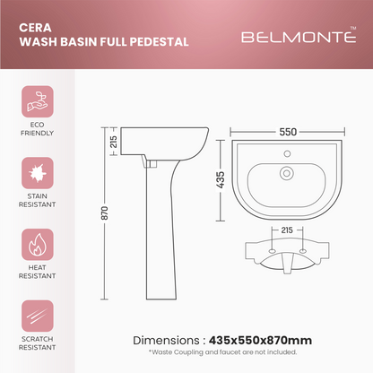Ceramic Wash Basin Pedestal Set (Cera)