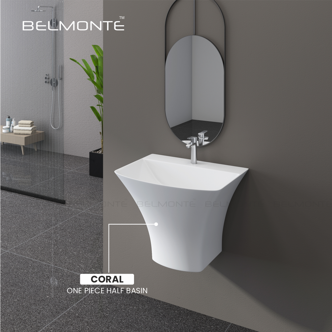 Ceramic One Piece Half Basin (Coral)