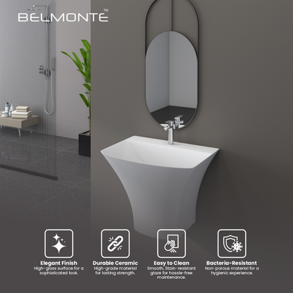 Ceramic One Piece Half Basin (Coral)