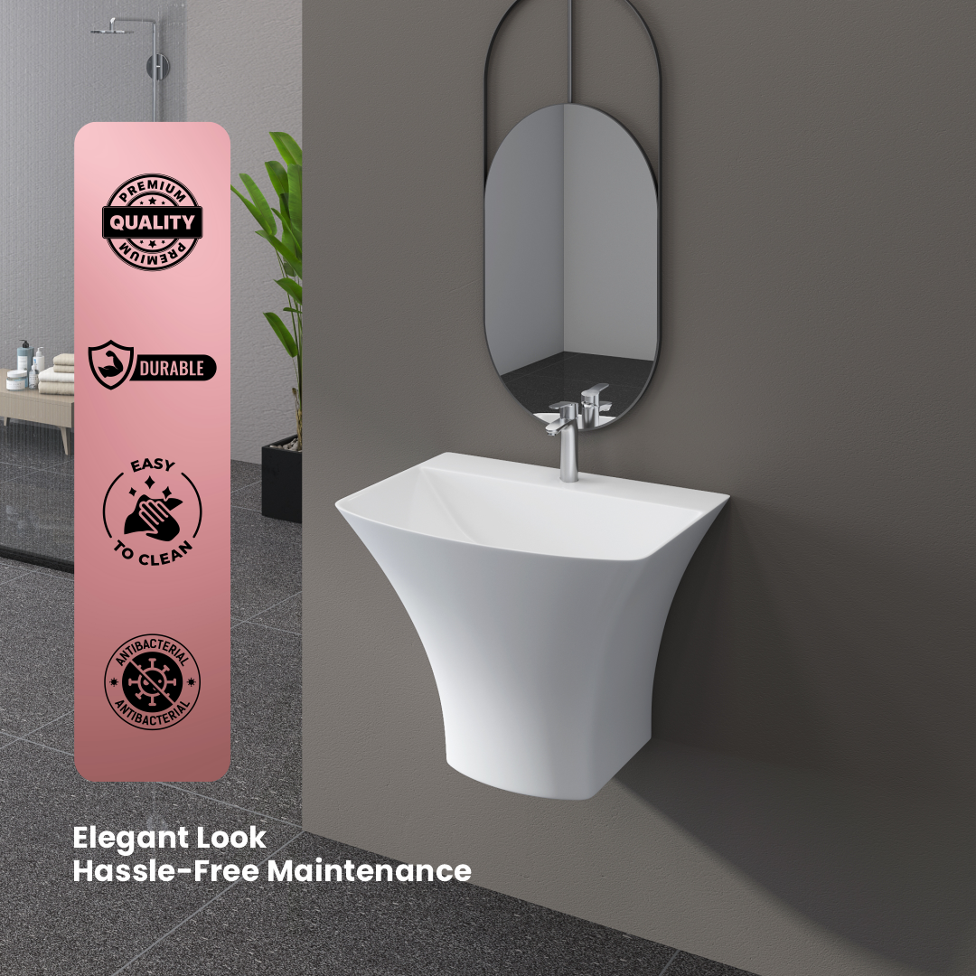 Ceramic One Piece Half Basin (Coral)