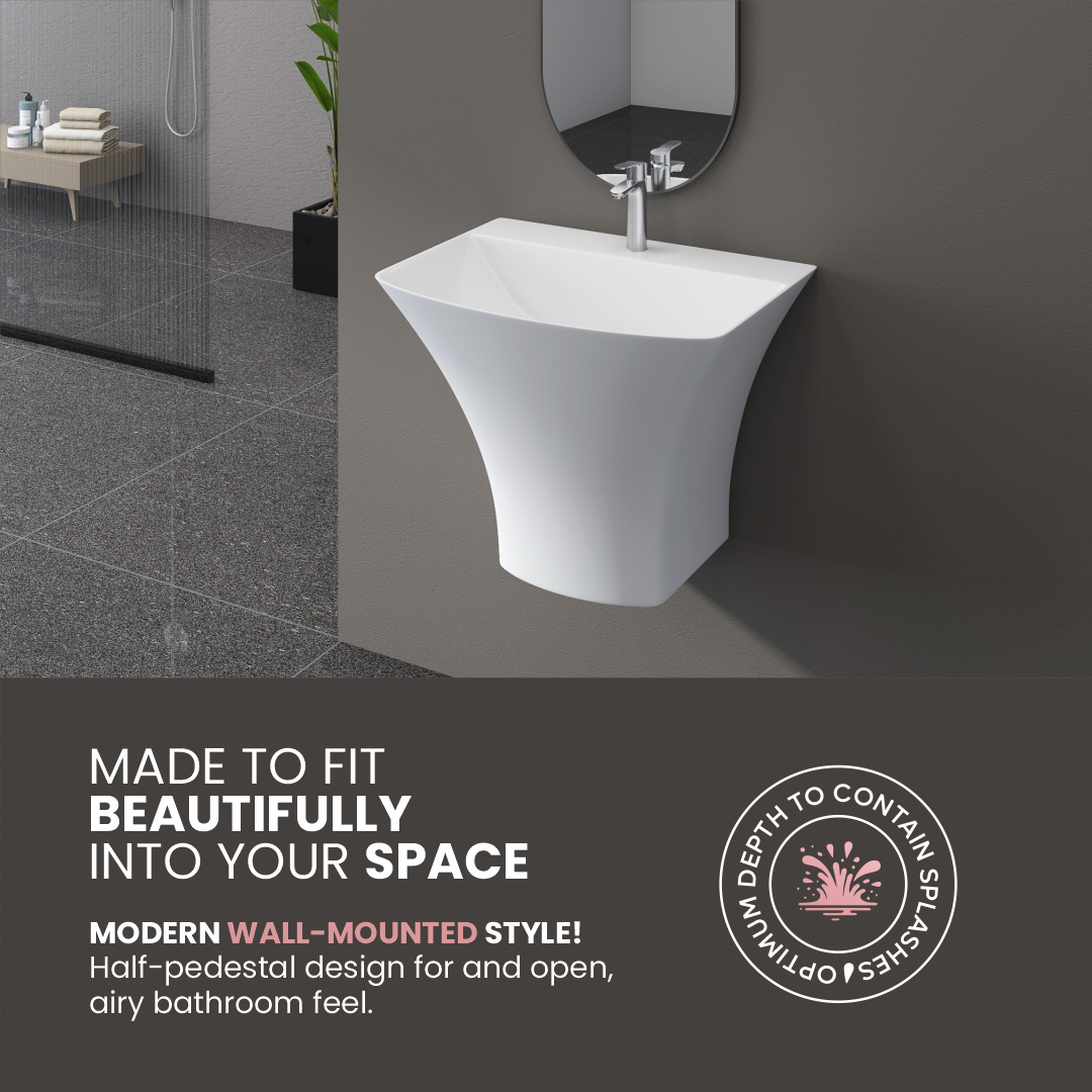 Ceramic One Piece Half Basin (Coral)