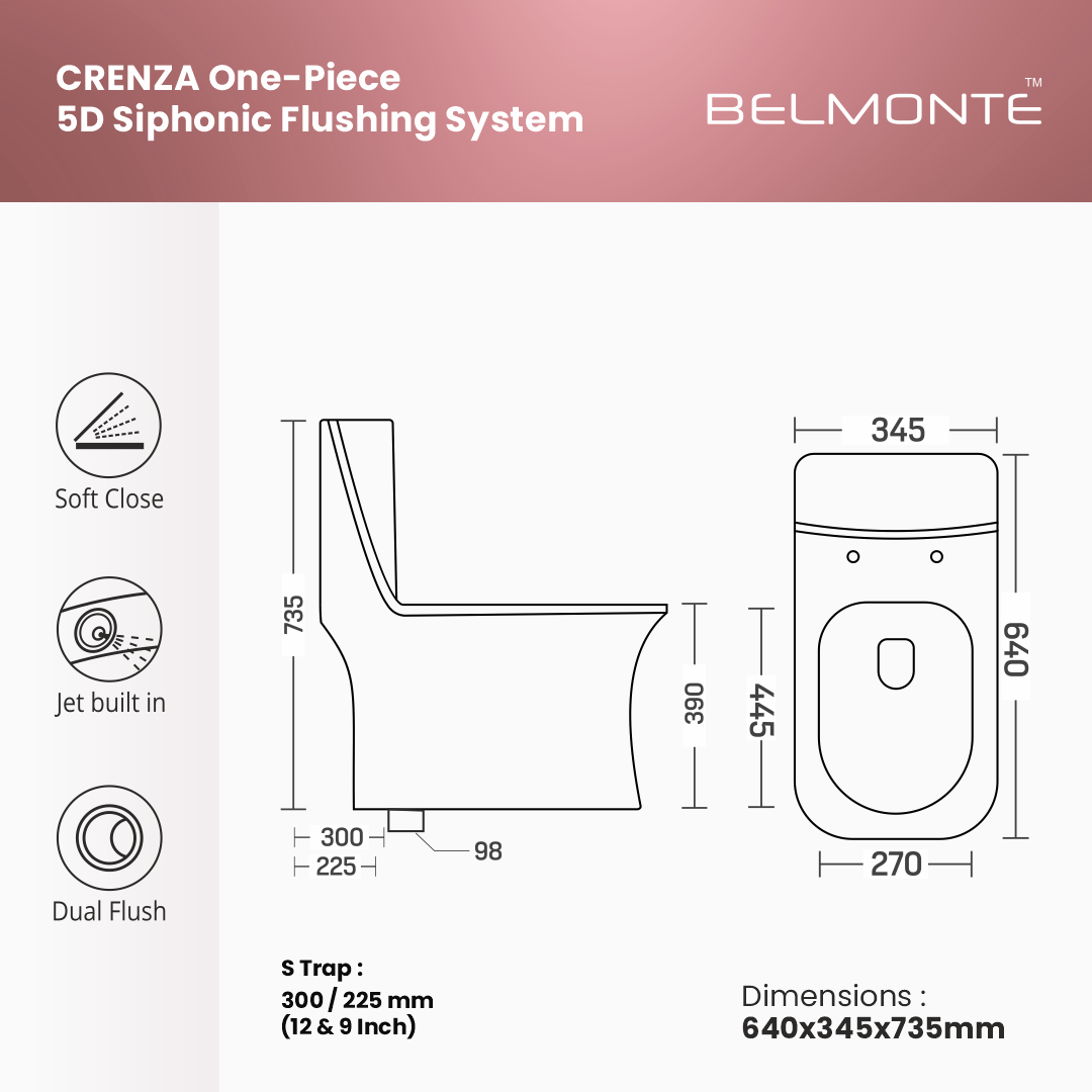 Ceramic Single Piece Toilet (Crenza)