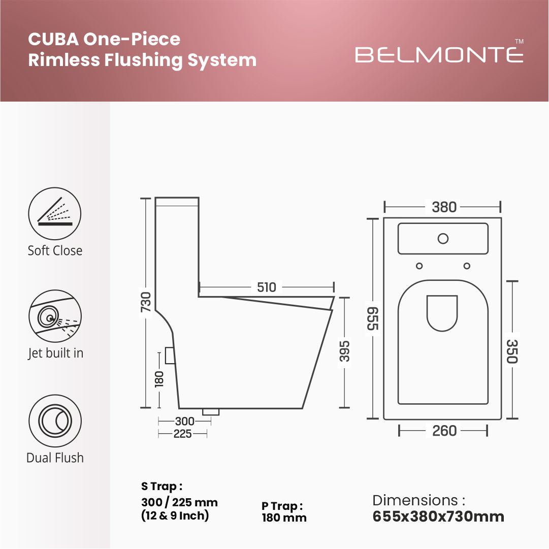 Designer One Piece Water Closet (Cuba OP 52)