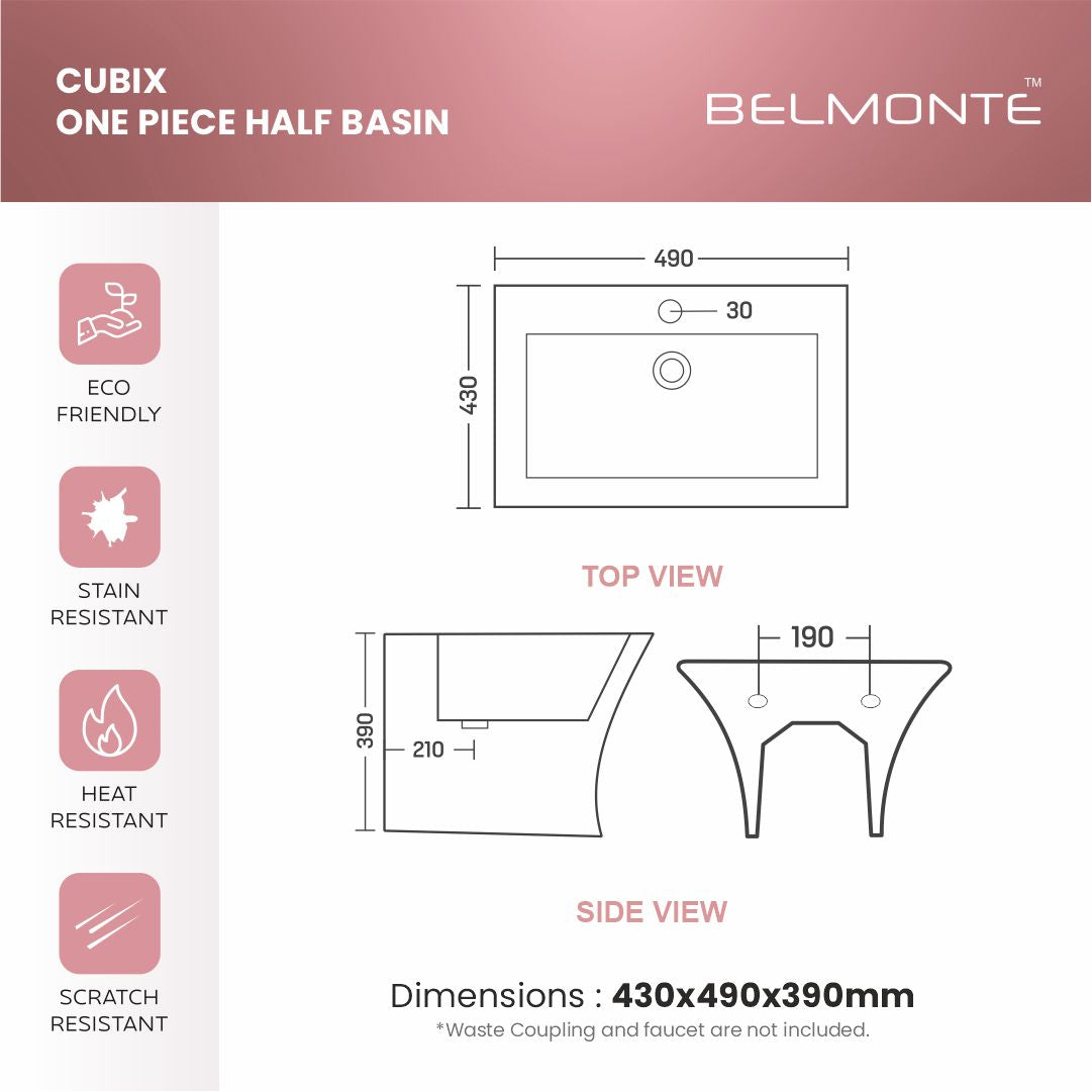Designer One Piece Half Basin (Cubix 40)