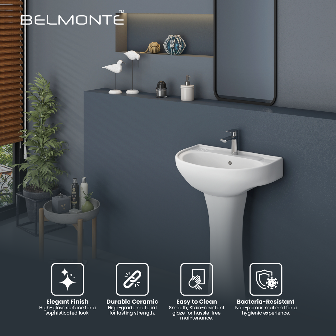 Ceramic Wash Basin Pedestal Set (Diamond)