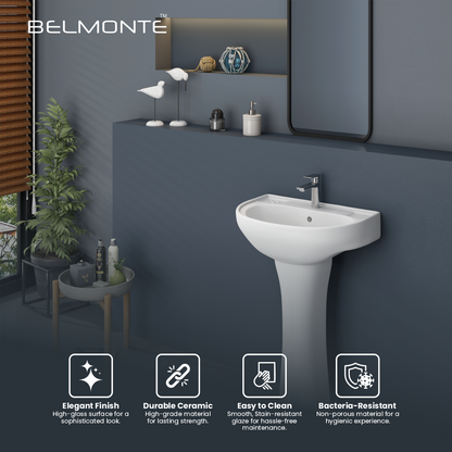 Ceramic Wash Basin Pedestal Set (Diamond)