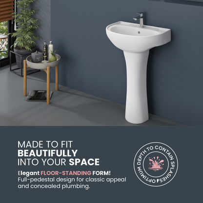 Ceramic Wash Basin Pedestal Set (Diamond)