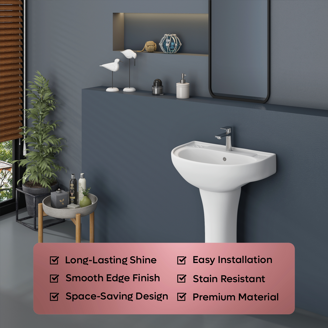 Ceramic Wash Basin Pedestal Set (Diamond)