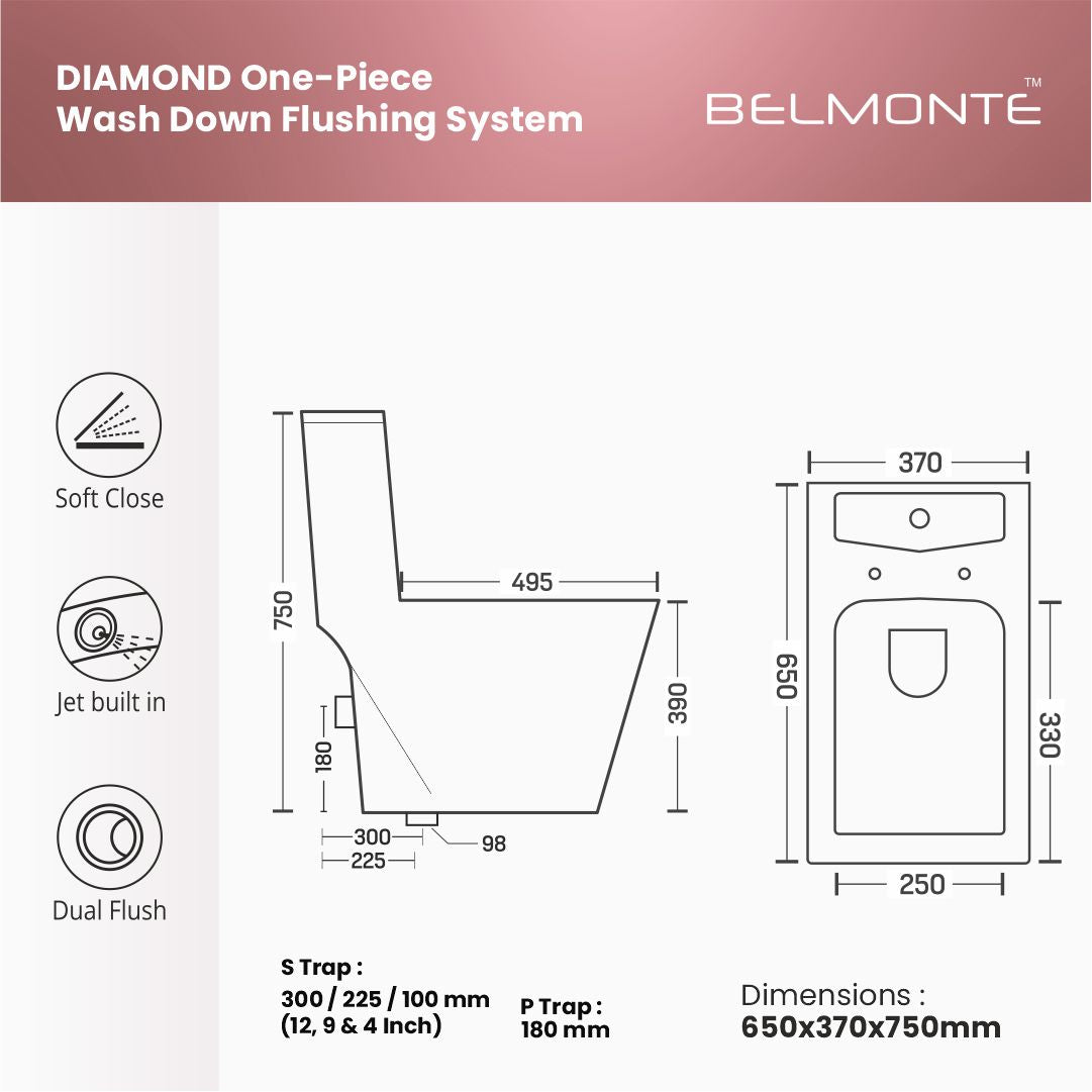 Designer One Piece Water Closet (Diamond OP 03)