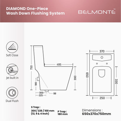 Designer One Piece Water Closet (Diamond OP 03)