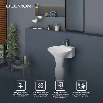 Ceramic Wash Basin Pedestal Set (Dolphin)