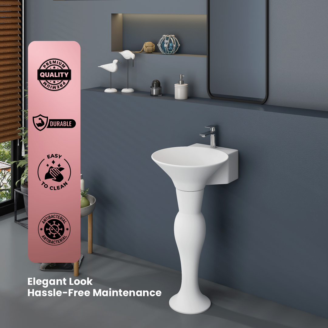 Ceramic Wash Basin Pedestal Set (Dolphin)
