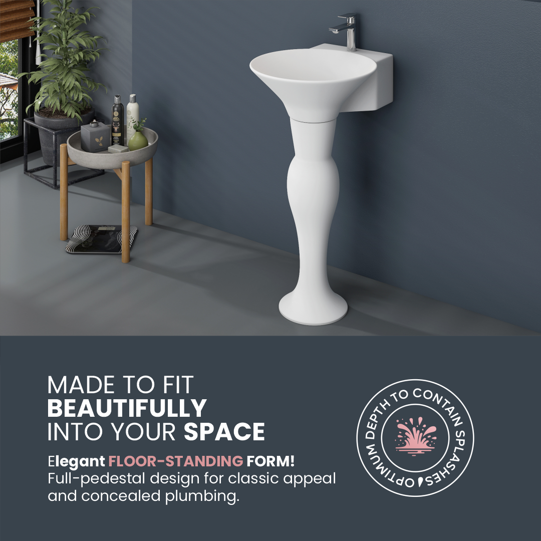 Ceramic Wash Basin Pedestal Set (Dolphin)
