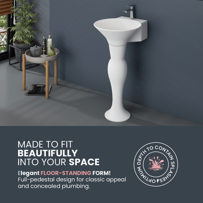 Ceramic Wash Basin Pedestal Set (Dolphin)