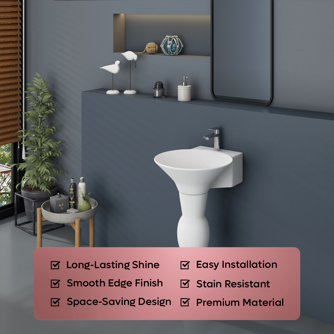 Ceramic Wash Basin Pedestal Set (Dolphin)