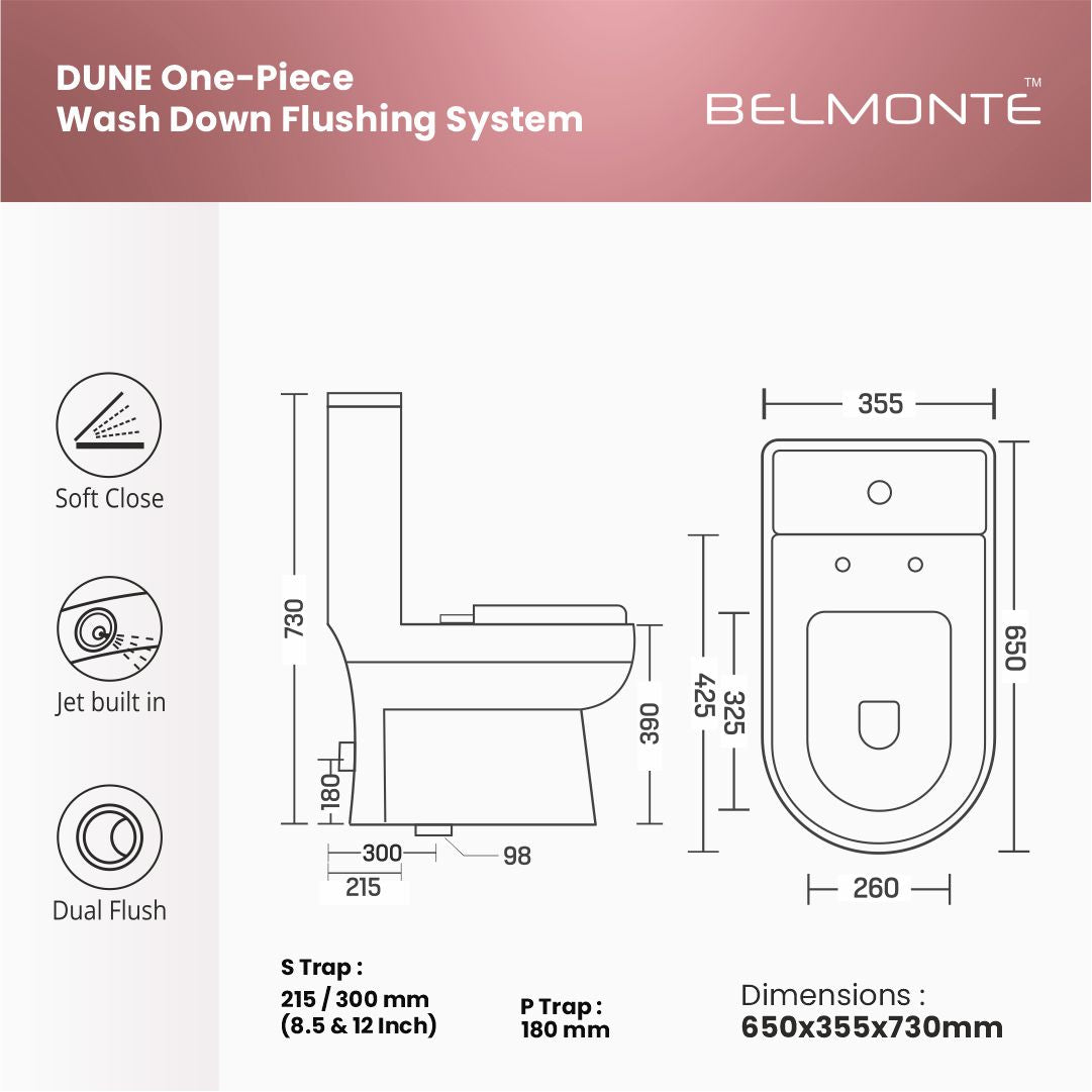 Designer One Piece Water Closet (Dune OP BB08)