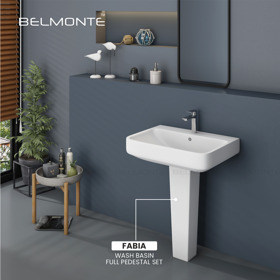 Ceramic Wash Basin Pedestal Set (Fabia)