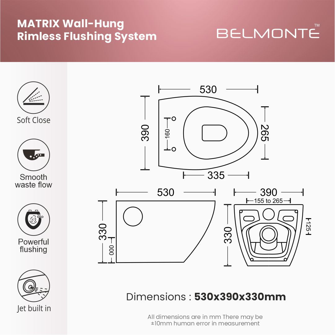 Black Wall Hung Commode (Matrix)