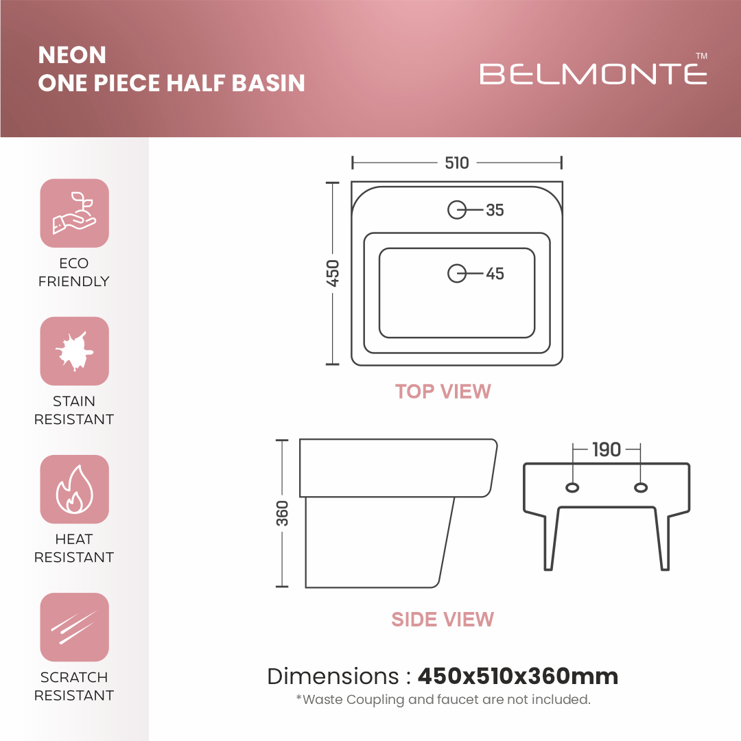 Single Piece Half Basin (Neon)