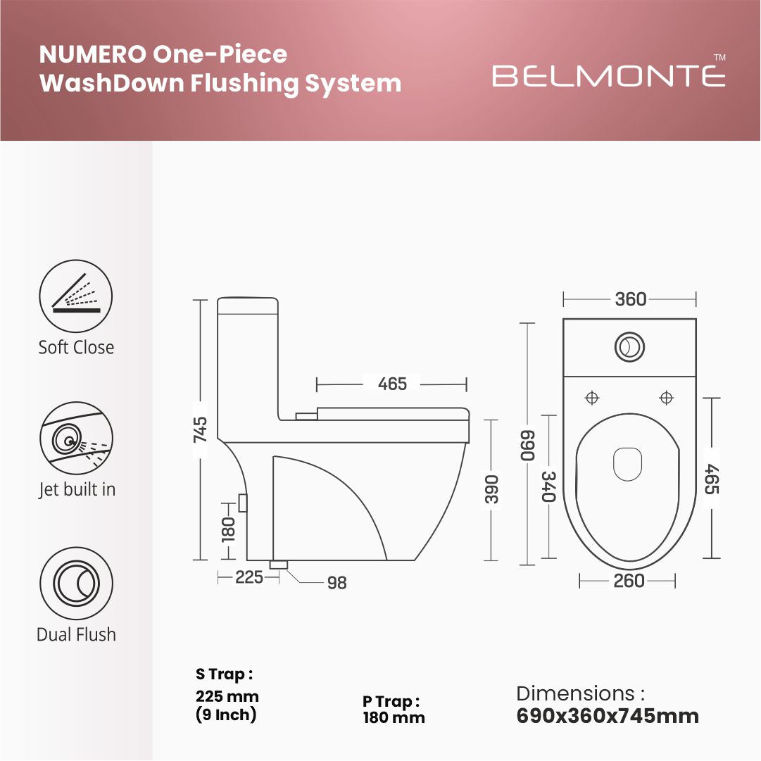 Designer One Piece Water Closet (Numero OP 20)