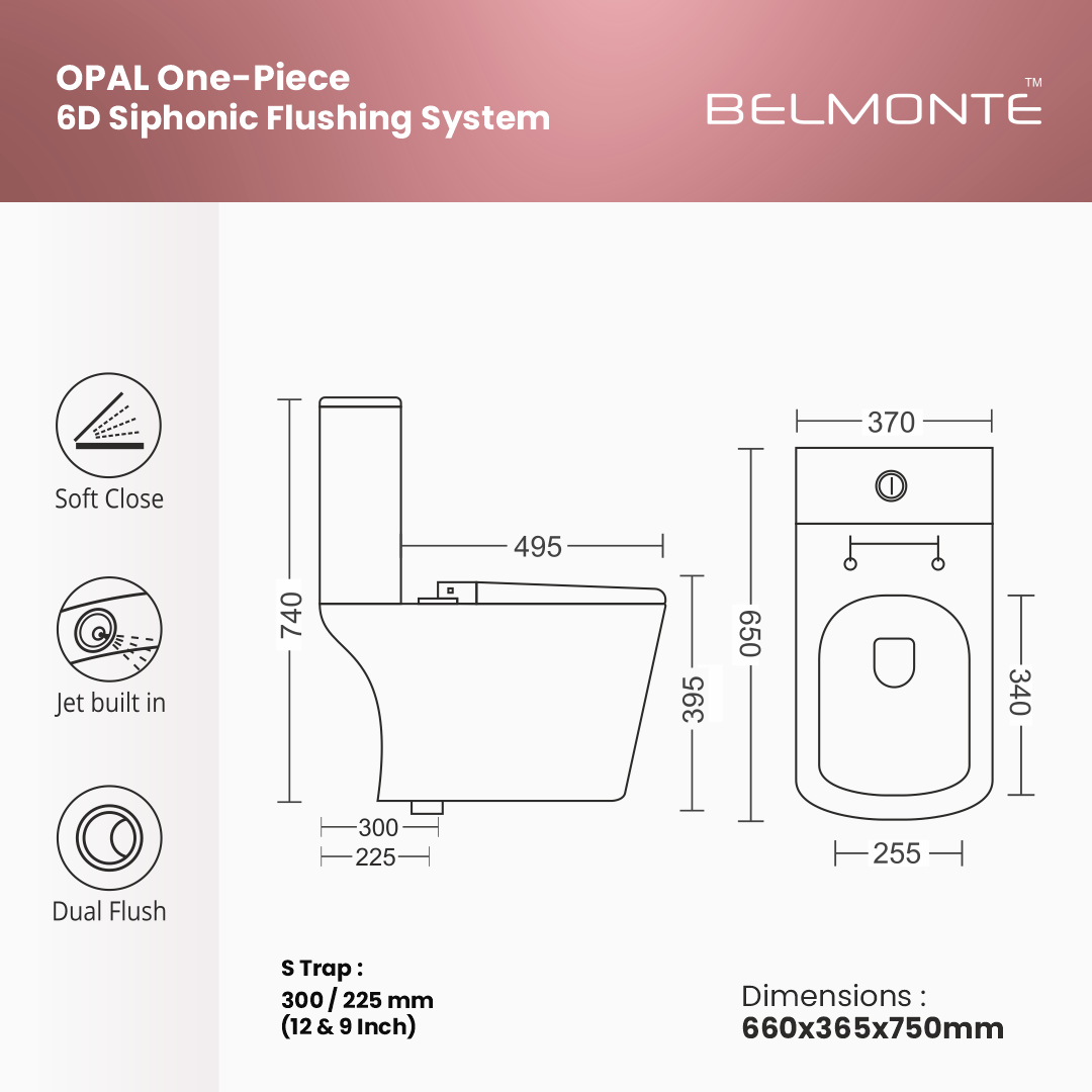 Single Piece Water Closet (Opal)