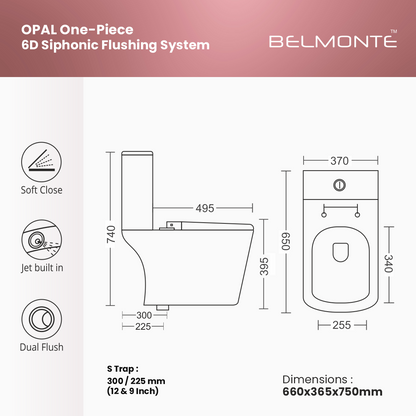 Single Piece Water Closet (Opal)