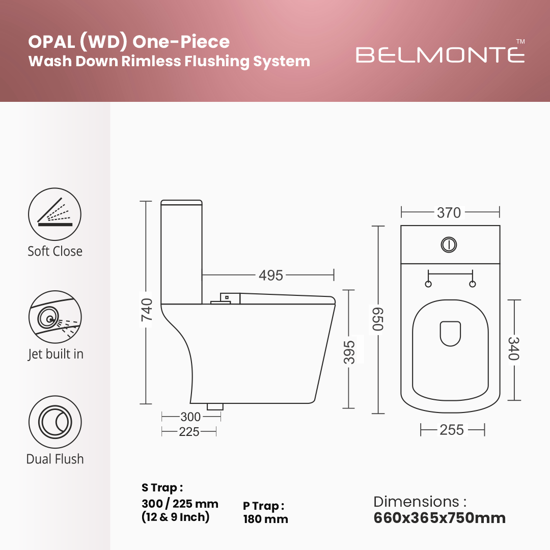 Black One Piece Commode (Opal-wd)
