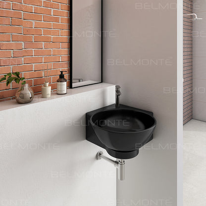 Black Ceramic Corner Basin (Roma)