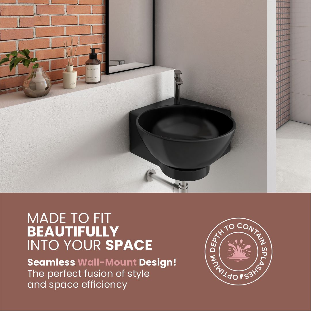 Black Ceramic Corner Basin (Roma)