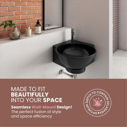Black Ceramic Corner Basin (Roma)