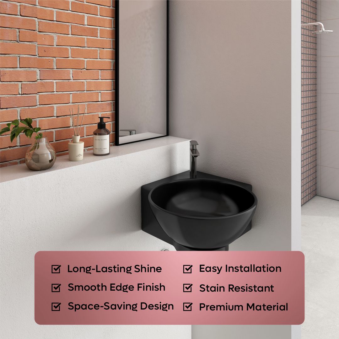 Black Ceramic Corner Basin (Roma)