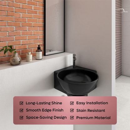 Black Ceramic Corner Basin (Roma)