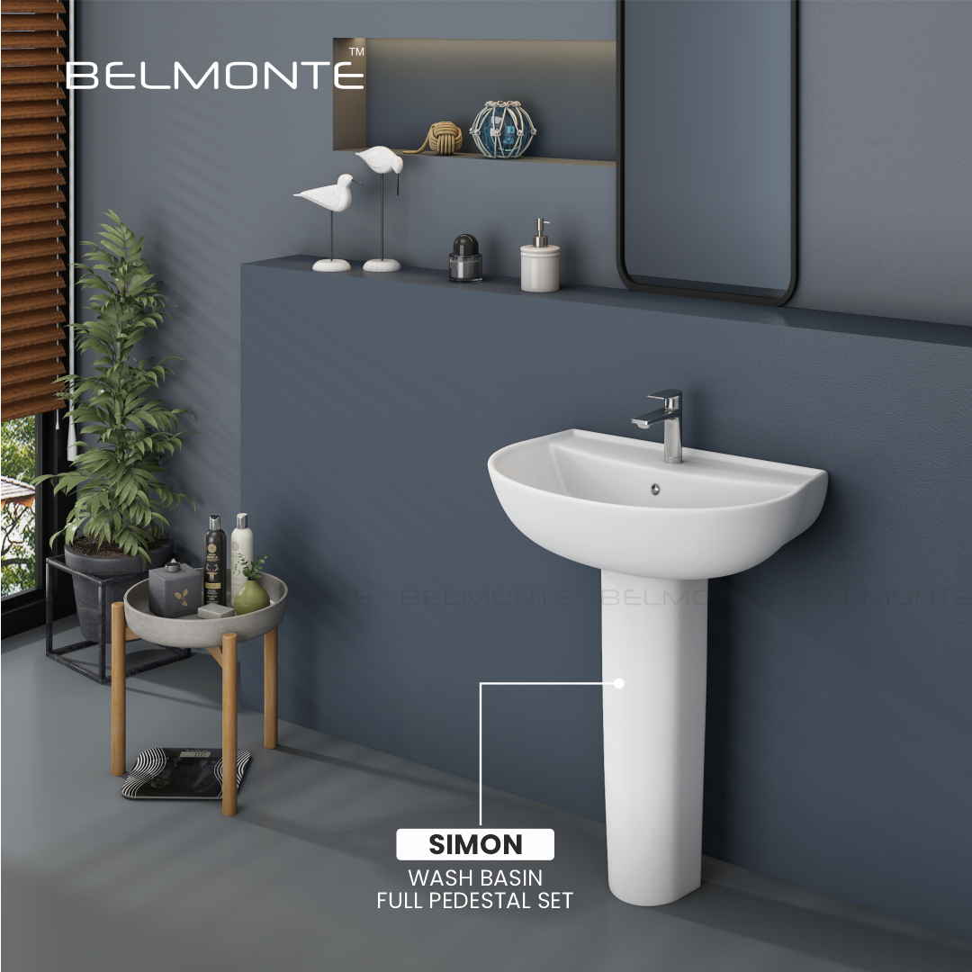 Ceramic Basin With Pedestal Set (Simon)