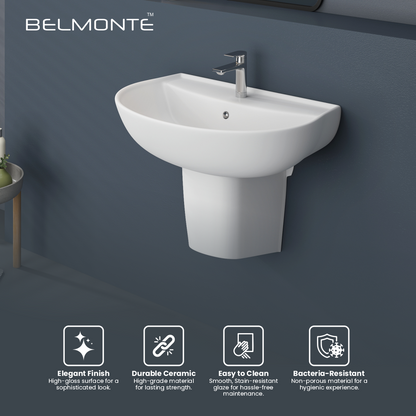 Ceramic Wash Basin Half Pedestal Set (Simon)