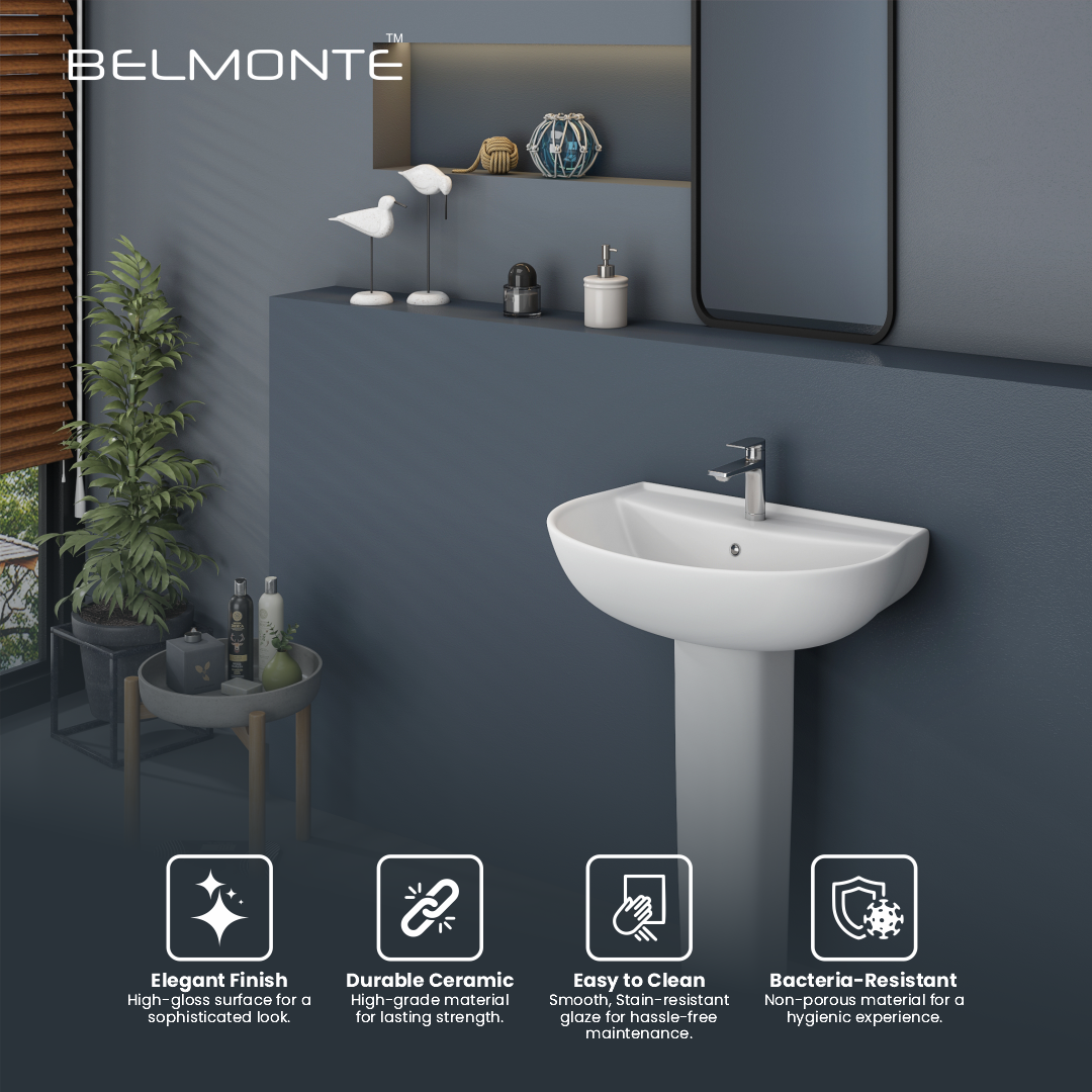 Ceramic Basin With Pedestal Set (Simon)
