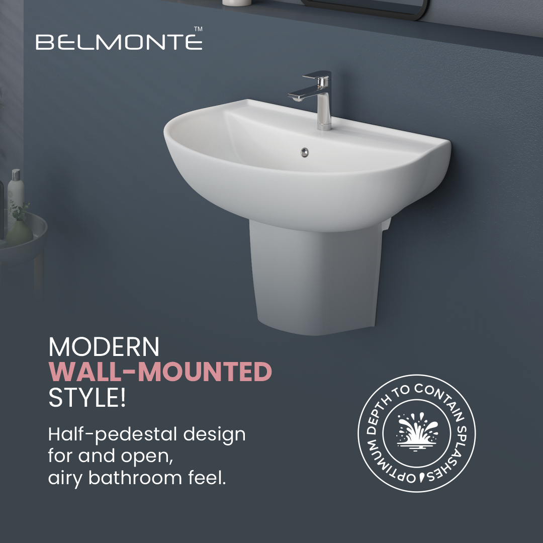 Ceramic Wash Basin Half Pedestal Set (Simon)