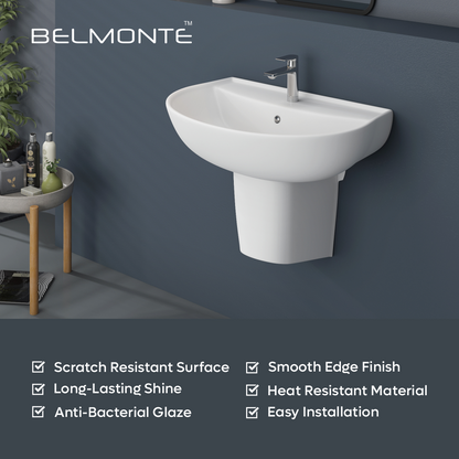 Ceramic Wash Basin Half Pedestal Set (Simon)