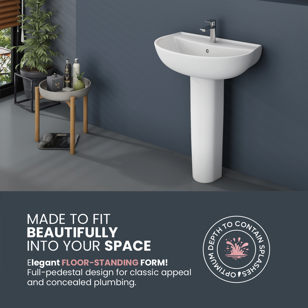 Ceramic Basin With Pedestal Set (Simon)