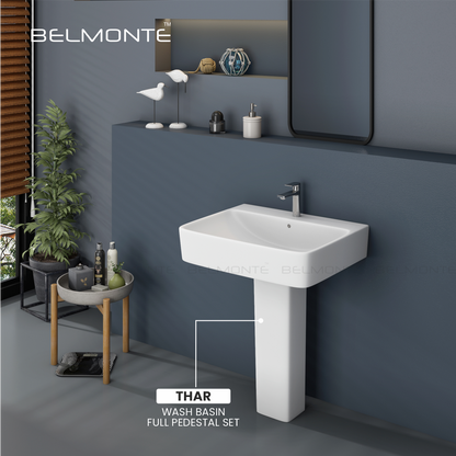 Ceramic Basin With Pedestal Set (Thar)