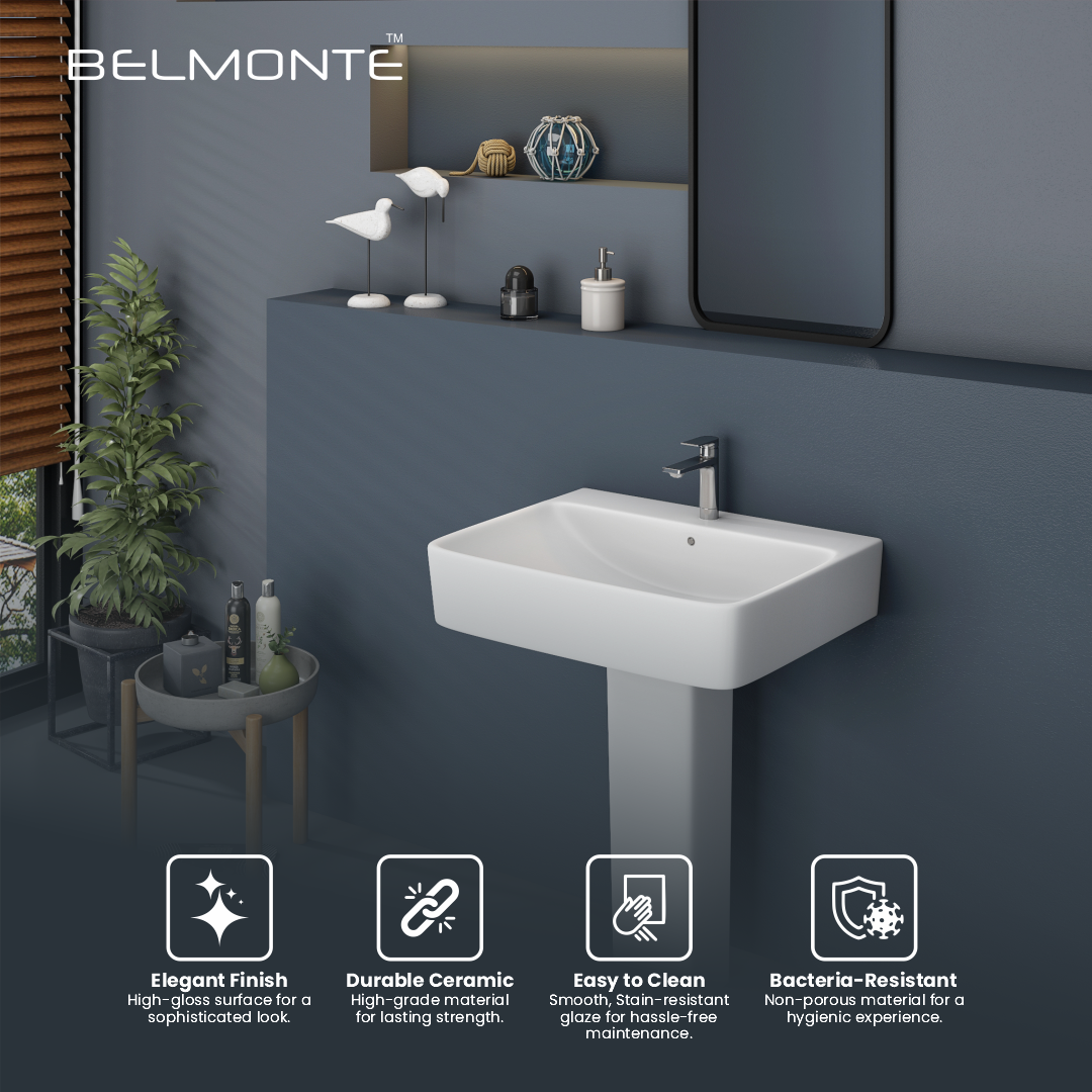 Ceramic Basin With Pedestal Set (Thar)