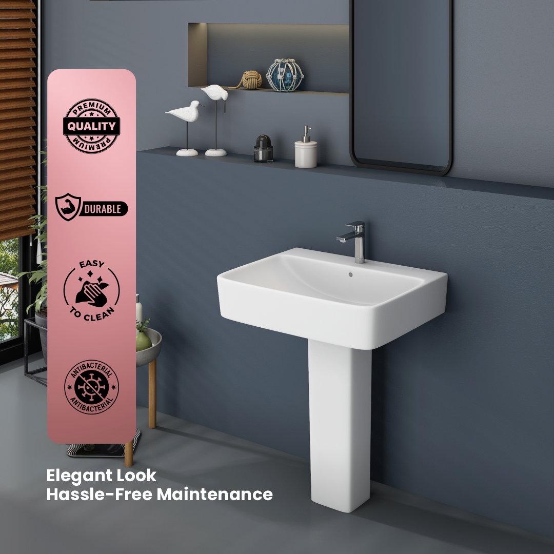 Ceramic Basin With Pedestal Set (Thar)