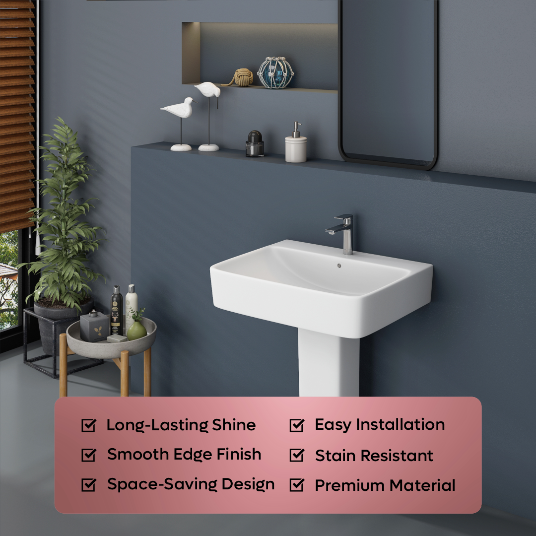 Ceramic Basin With Pedestal Set (Thar)