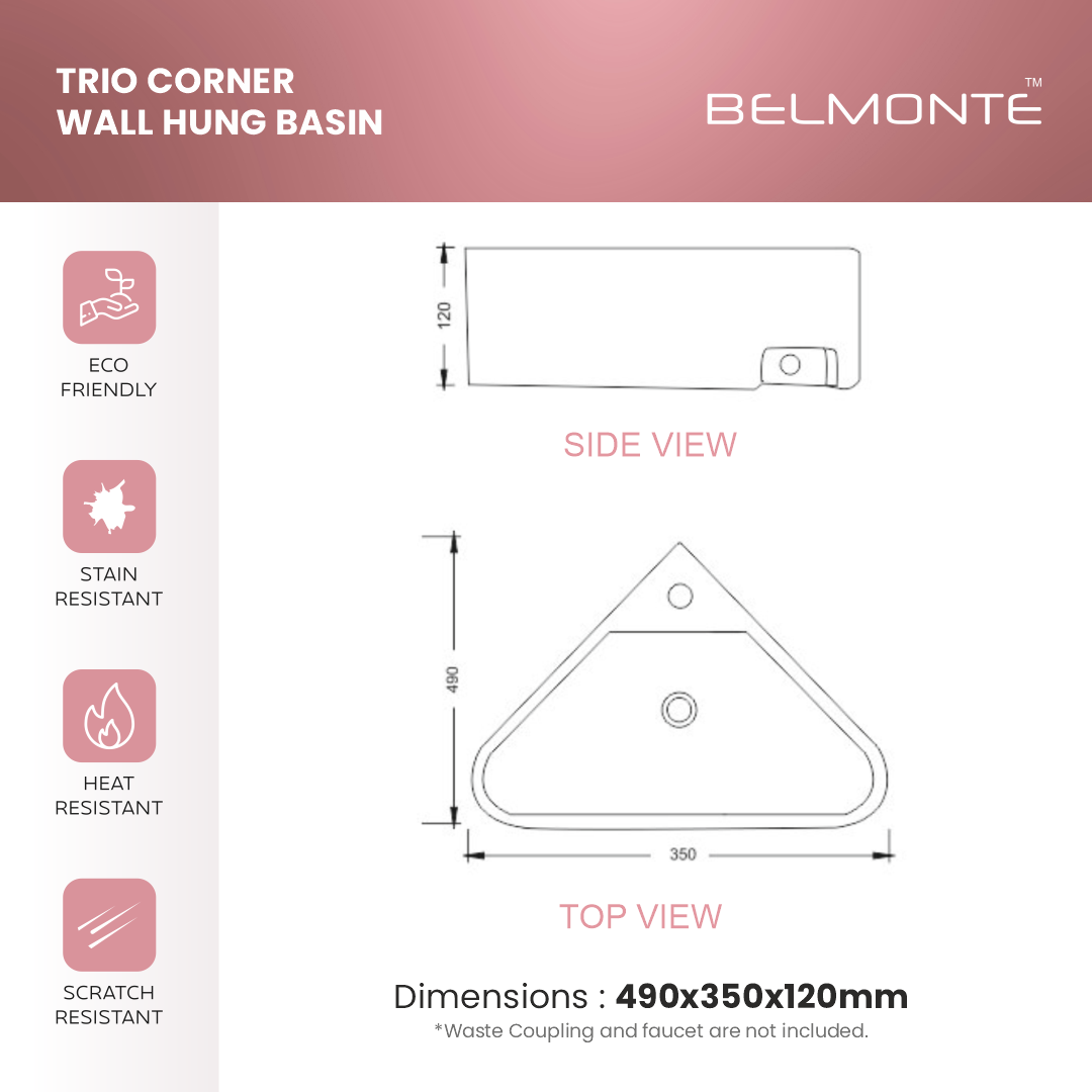 Ceramic Corner Basin (Trio)